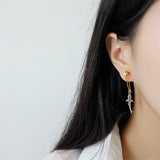 Sterling Silver Shark Pin Drop Earrings Women Fine Jewelry