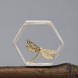 Dragonfly Hollow Hexagon Pendant 925 Sterling Silver Fine Jewelry