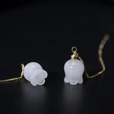 Long Drop Earrings 925 Sterling Silver Jade Wind Chimes Ear Line Earings