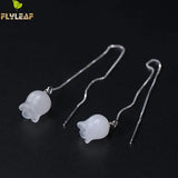 Long Drop Earrings 925 Sterling Silver Jade Wind Chimes Ear Line Earings