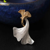 Ginkgo Leaves Pendant Necklace 925 Sterling Silver Jewelry