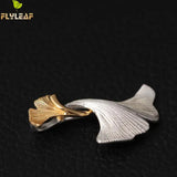 Ginkgo Leaves Pendant Necklace 925 Sterling Silver Jewelry
