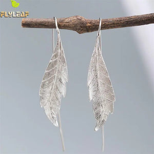 Plant Leaves Drop Earrings 925 Sterling Silver Jewelry