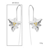 925 Silver Flower Heart Drop Earrings for Women