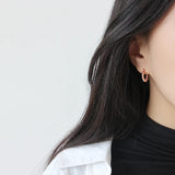 925 Sterling Silver Rose Beads Hoop Earrings Lady Jewelry