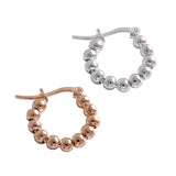 925 Sterling Silver Rose Beads Hoop Earrings Lady Jewelry