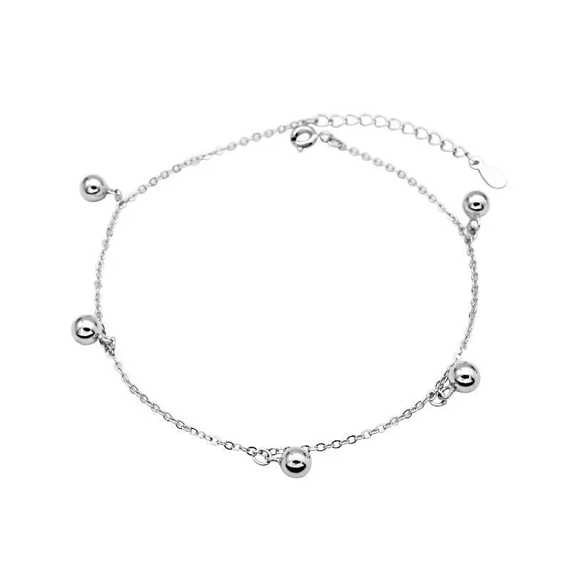 925 Sterling Silver Beads Tassel Anklet for Women