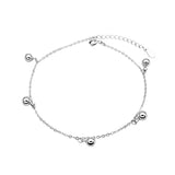 925 Sterling Silver Beads Tassel Anklet for Women