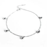 925 Sterling Silver Beads Tassel Anklet for Women