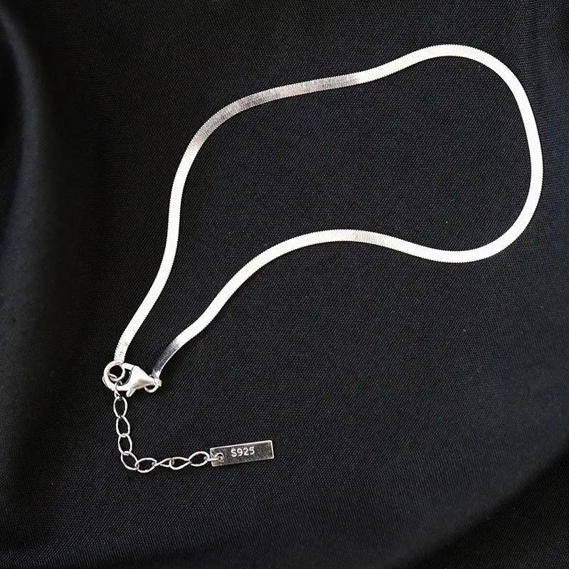 Real 925 Sterling Silver Snake Bone Chain Anklet Bracelet for Women