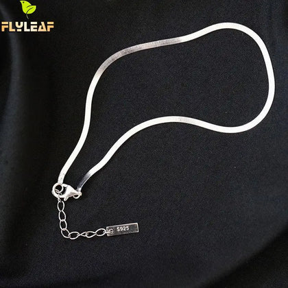 Real 925 Sterling Silver Snake Bone Chain Anklet Bracelet for Women