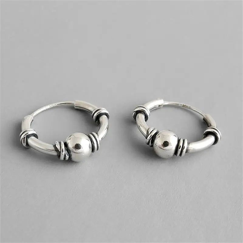 925 Sterling Silver Statement Ball Hoop Earrings for Women