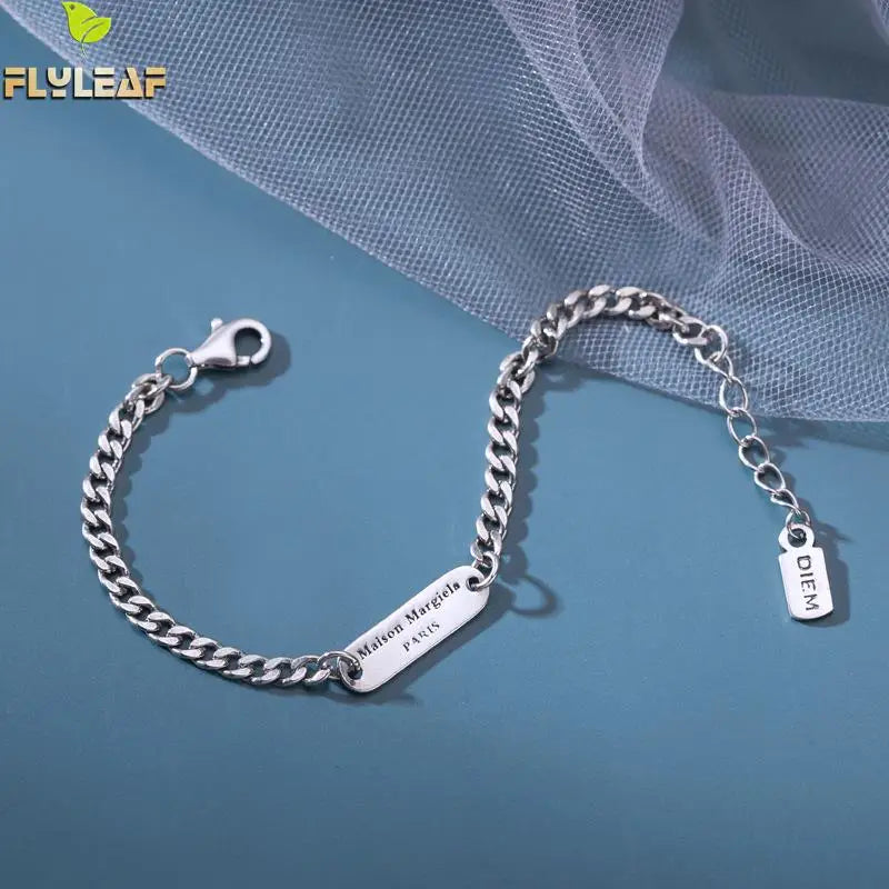 Vintage Weaving Tank Chain 925 Sterling Silver Bracelet Women Fine Jewelry