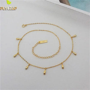 Water Drop 18k Choker Necklace 925 Silver Short Necklace For Women