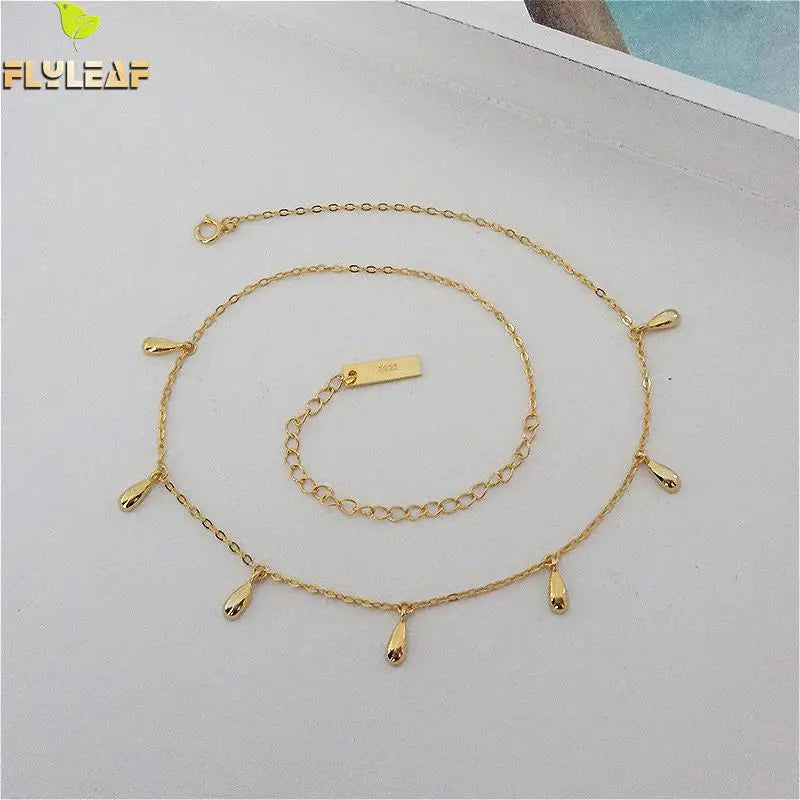 Water Drop 18k Choker Necklace 925 Silver Short Necklace For Women