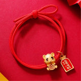 Year Rabbit Tigers Zodiac Red Rope Bracelet Hair Tie Headdress