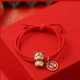Year Rabbit Tigers Zodiac Red Rope Bracelet Hair Tie Headdress