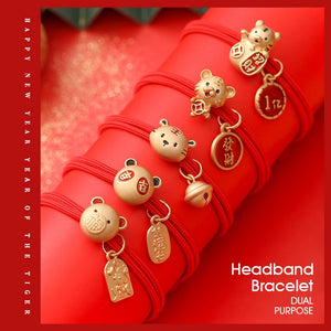 Year Rabbit Tigers Zodiac Red Rope Bracelet Hair Tie Headdress