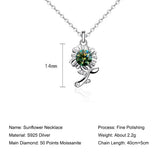 Moissanite Sunflower Pendant Necklace S925 Silver 50 Point Necklace for Women