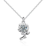 Moissanite Sunflower Pendant Necklace S925 Silver 50 Point Necklace for Women