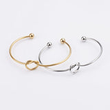 Fnixar Heart Knot Bangle Stainless Steel Open Cuff Wrist Bangles