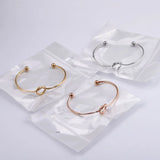 Fnixar Heart Knot Bangle Stainless Steel Open Cuff Wrist Bangles