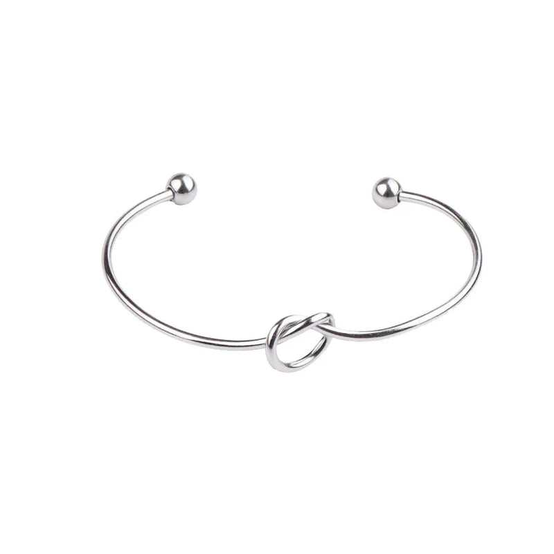 Fnixar Heart Knot Bangle Stainless Steel Open Cuff Wrist Bangles