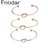 Fnixar Heart Knot Bangle Stainless Steel Open Cuff Wrist Bangles