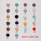 100Pcs 6mm Candy Glitter Rhinestones Round Disc Jewelry Finding Accessories