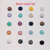 100Pcs 6mm Candy Glitter Rhinestones Round Disc Jewelry Finding Accessories