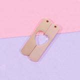 10Pairs Split Heart Strip Charms Mirror Polish Stainless Steel Charms