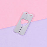 10Pairs Split Heart Strip Charms Mirror Polish Stainless Steel Charms