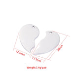 Fnixtar 10Pairs Heart Charms Stainless Steel DIY Necklace Keychain