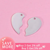 Fnixtar 10Pairs Heart Charms Stainless Steel DIY Necklace Keychain