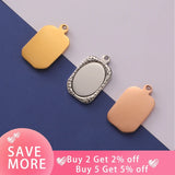 10pcs Square Mirror Polish Stainless Steel Charm Pendant DIY Craft Necklace