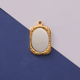 10pcs Square Mirror Polish Stainless Steel Charm Pendant DIY Craft Necklace