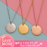 Fnixtar 10pcs Stainless Steel Necklace Round Disc Circle Pendant