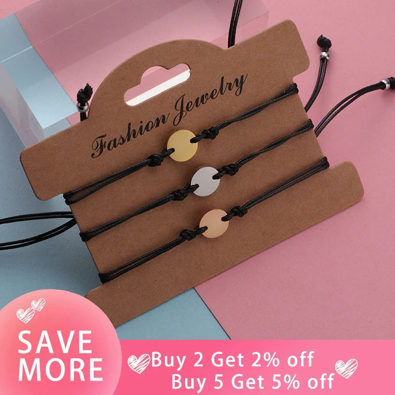 Fnixtar 10pcs Stainless Steel Round Blanks Tags Charms Rope Bracelets