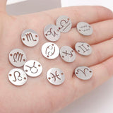 12Pcs 12mm Zodiac Charms 1.5mm Hole Constellations Charms For Necklaces Bracelet