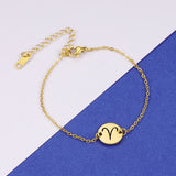 12pcs Zodiac Sign Constellation Bracelet Stainless Steel Chain Women Girls Gift