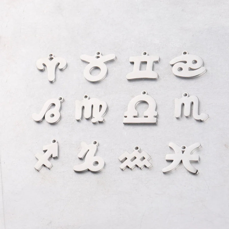 Fnixtar 15mm DIY Constellation Charms Twelve Zodiac Charms 12pcs