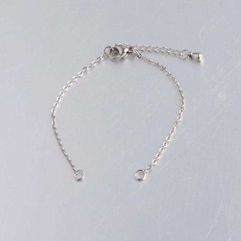 Fnixtar 20Pcs 14+4cm Stainless Steel Chain Bracelet DIY Supplies
