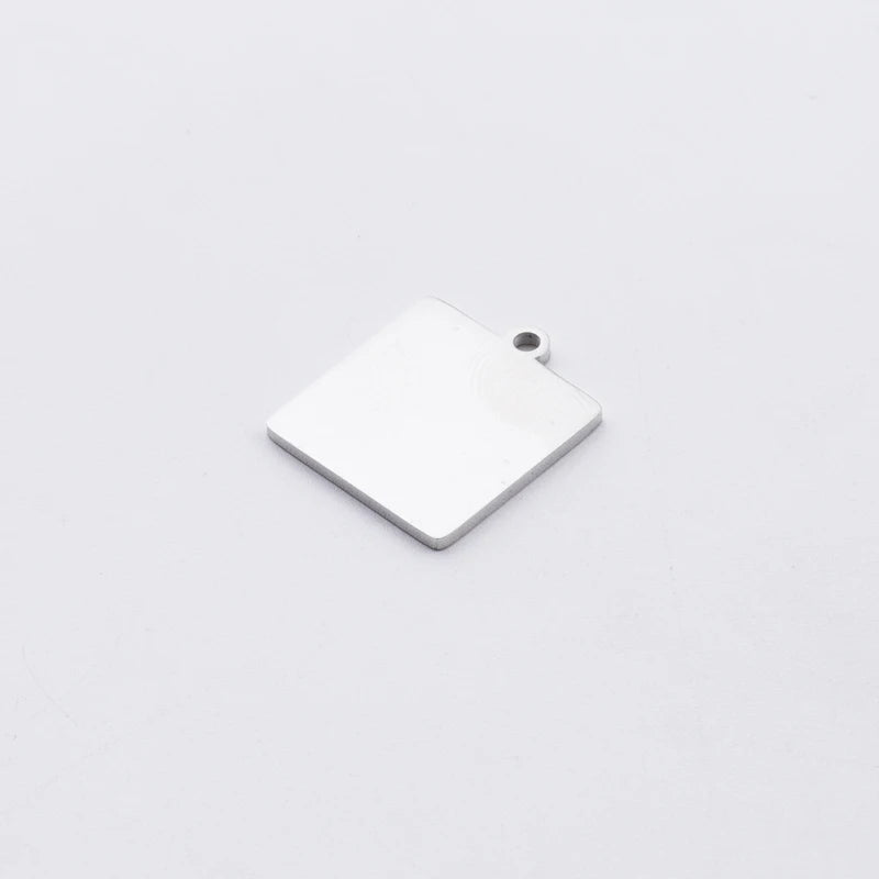 Fnixtar 20Pcs 18mm Blank Square Charms Stainless Steel DIY Jewelry