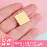 Fnixtar 20Pcs 18mm Blank Square Charms Stainless Steel DIY Jewelry