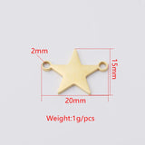 20Pcs Stainless Steel Star Charms for DIY Necklace Keychain Jewelry
