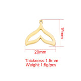 20Pcs 20*19mm Stainless Steel Mermaid Tail Charms for DIY Necklaces