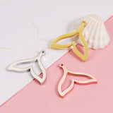 20Pcs 20*19mm Stainless Steel Mermaid Tail Charms for DIY Necklaces