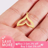 20Pcs 20*19mm Stainless Steel Mermaid Tail Charms for DIY Necklaces