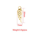 20Pcs Stainless Steel Feather Pendant Charms With Jump Rings