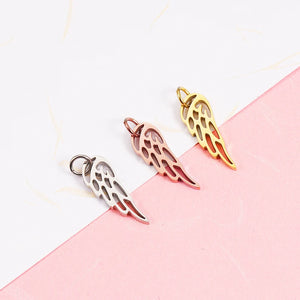 20Pcs Stainless Steel Feather Pendant Charms With Jump Rings